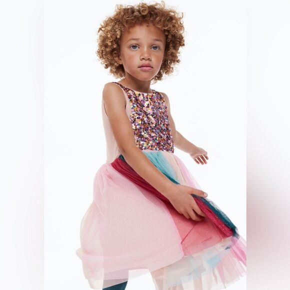 H&M Girl Tull and Sequin Multicolor Dress Size 10 - Picture 1 of 3